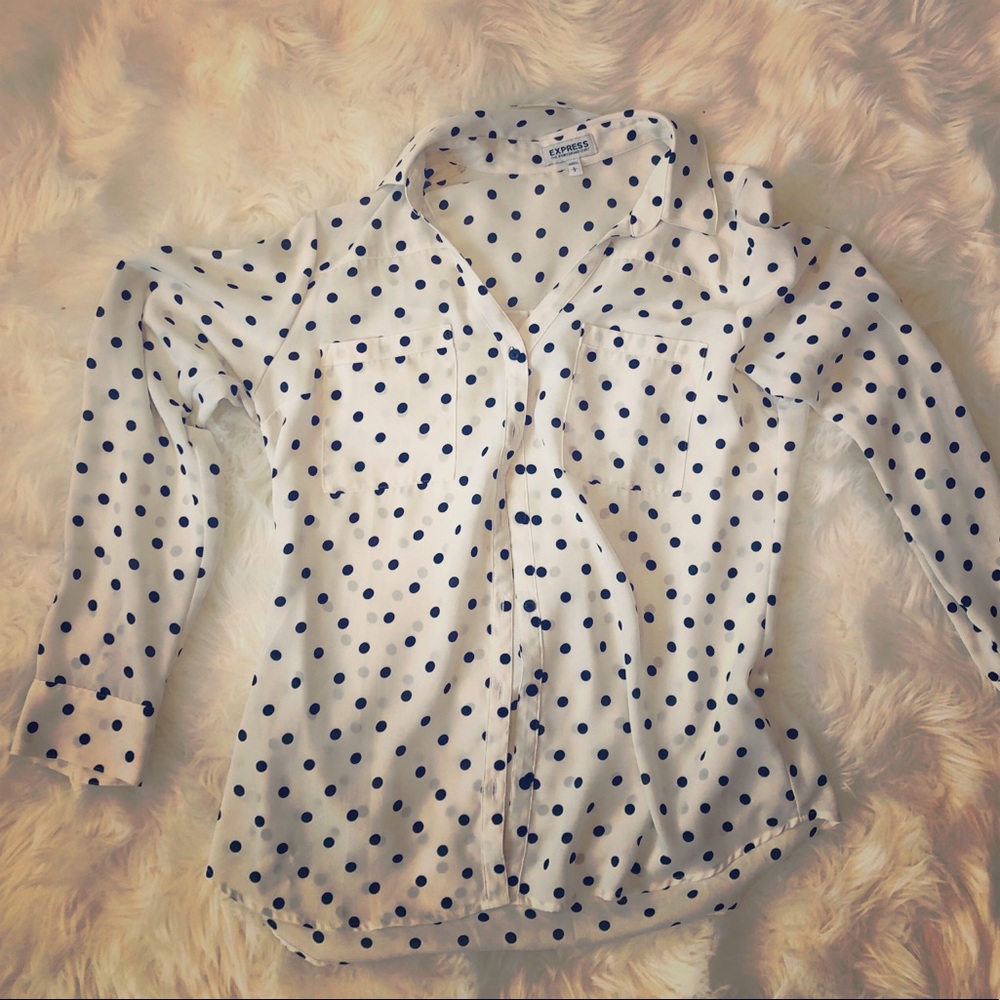 Express button down polka dot top